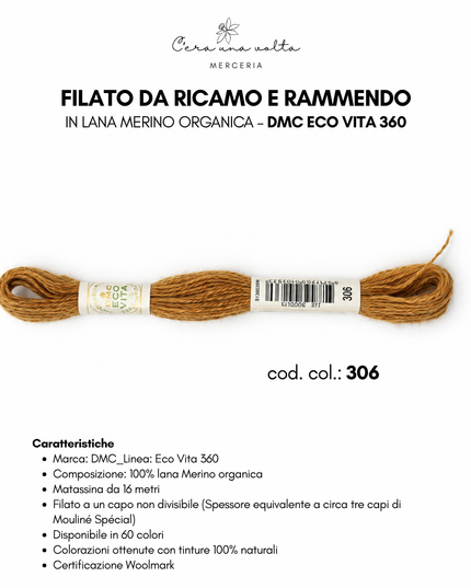DMC Eco Vita 360 – Filato da ricamo e rammendo in lana Merino organica
