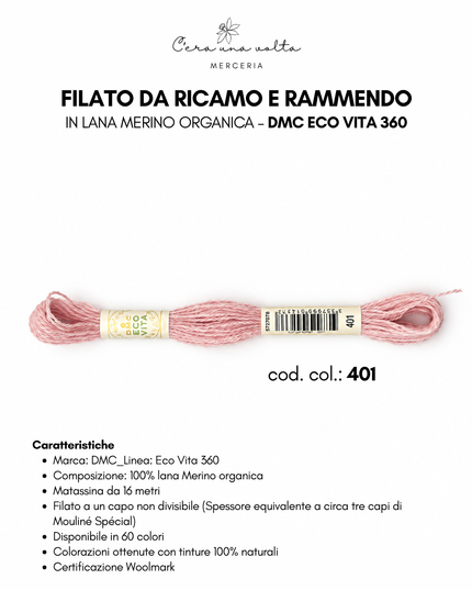 DMC Eco Vita 360 – Filato da ricamo e rammendo in lana Merino organica
