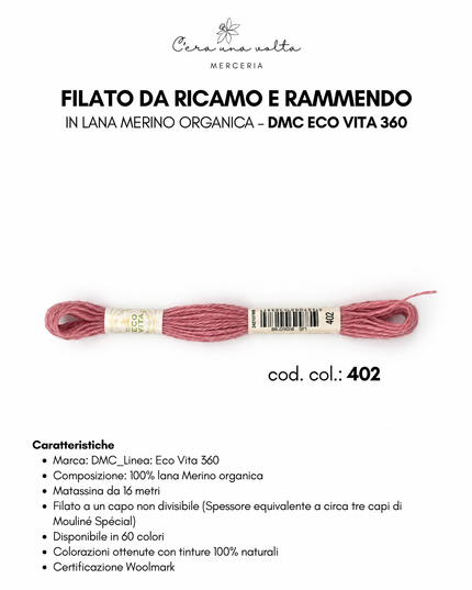 DMC Eco Vita 360 – Filato da ricamo e rammendo in lana Merino organica