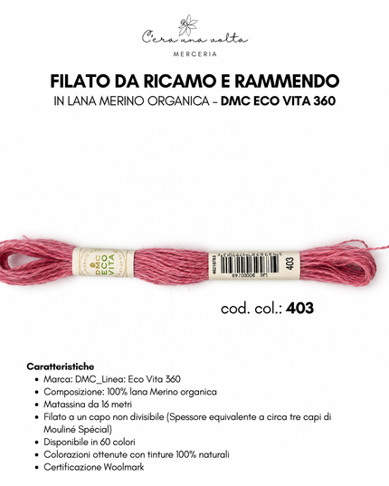 DMC Eco Vita 360 – Filato da ricamo e rammendo in lana Merino organica