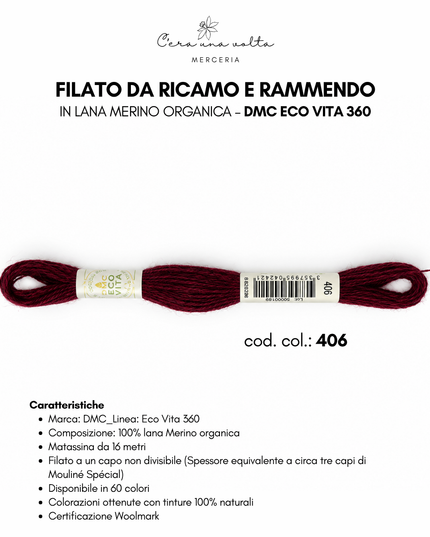 DMC Eco Vita 360 – Filato da ricamo e rammendo in lana Merino organica