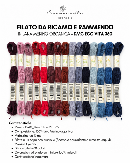 DMC Eco Vita 360 – Filato da ricamo e rammendo in lana Merino organica