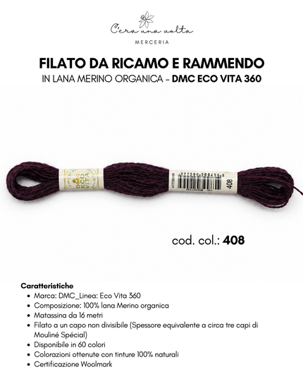 DMC Eco Vita 360 – Filato da ricamo e rammendo in lana Merino organica