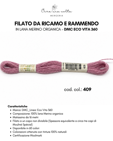 DMC Eco Vita 360 – Filato da ricamo e rammendo in lana Merino organica