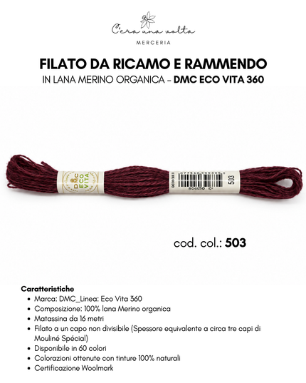 DMC Eco Vita 360 – Filato da ricamo e rammendo in lana Merino organica