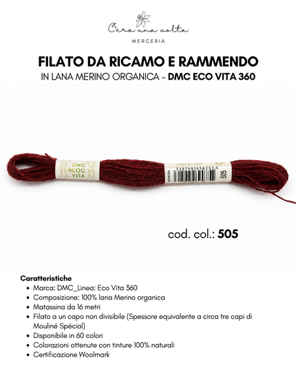 DMC Eco Vita 360 – Filato da ricamo e rammendo in lana Merino organica