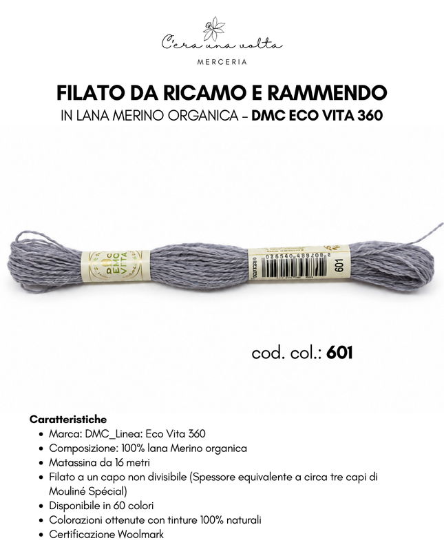 DMC Eco Vita 360 – Filato da ricamo e rammendo in lana Merino organica
