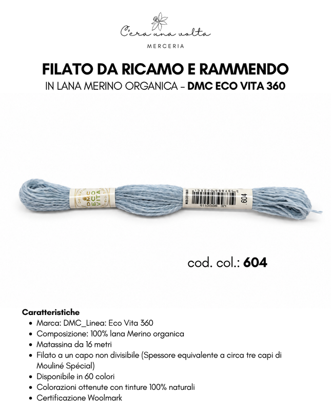 DMC Eco Vita 360 – Filato da ricamo e rammendo in lana Merino organica