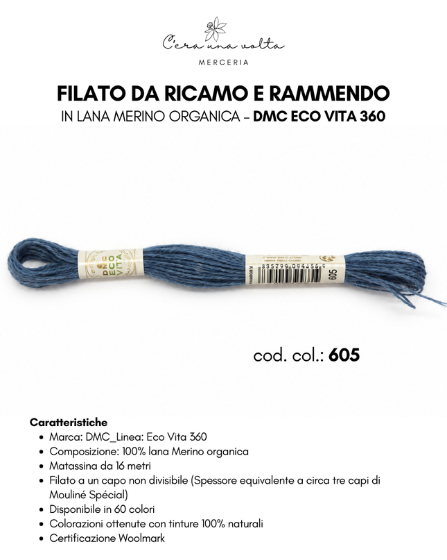 DMC Eco Vita 360 – Filato da ricamo e rammendo in lana Merino organica