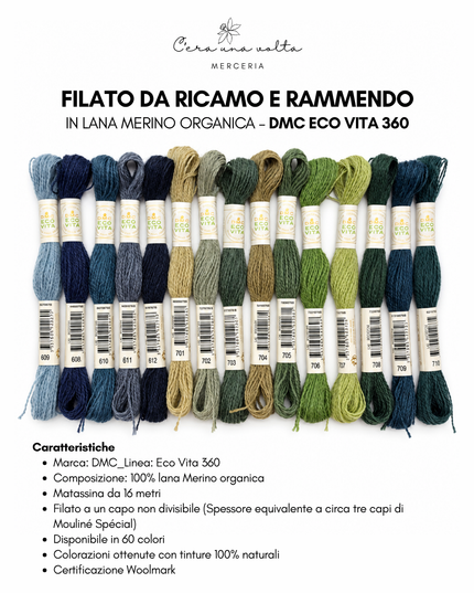 DMC Eco Vita 360 – Filato da ricamo e rammendo in lana Merino organica
