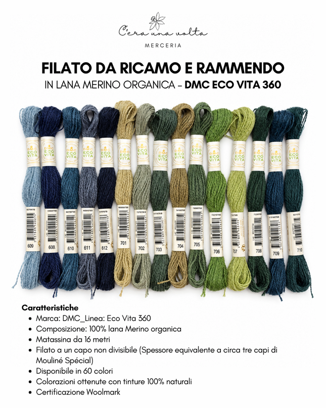 DMC Eco Vita 360 – Filato da ricamo e rammendo in lana Merino organica