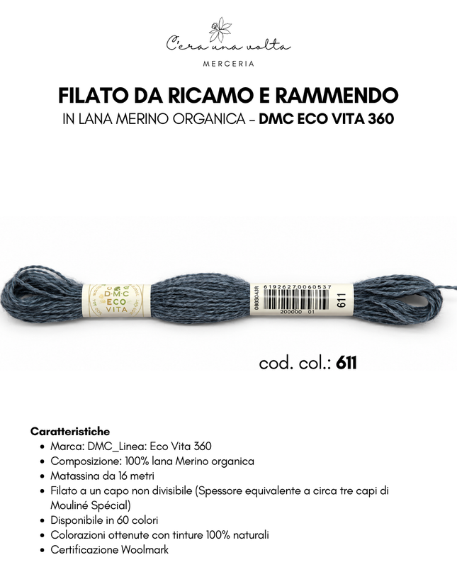 DMC Eco Vita 360 – Filato da ricamo e rammendo in lana Merino organica