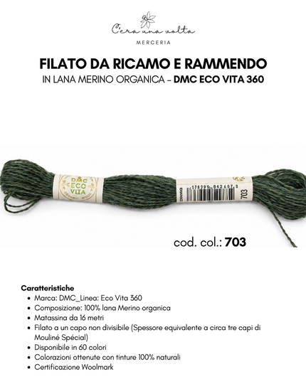 DMC Eco Vita 360 – Filato da ricamo e rammendo in lana Merino organica