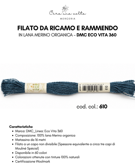 DMC Eco Vita 360 – Filato da ricamo e rammendo in lana Merino organica