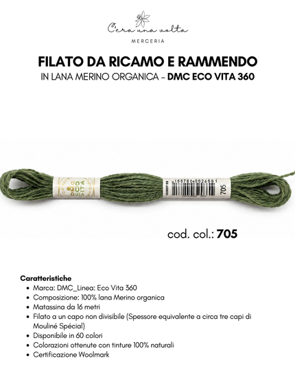 DMC Eco Vita 360 – Filato da ricamo e rammendo in lana Merino organica
