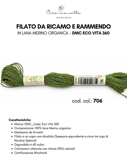DMC Eco Vita 360 – Filato da ricamo e rammendo in lana Merino organica