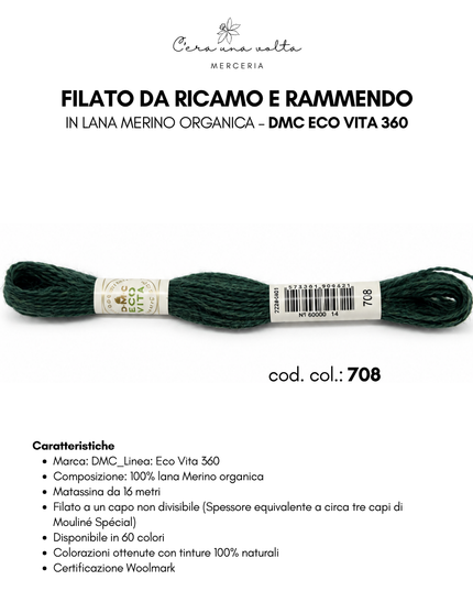 DMC Eco Vita 360 – Filato da ricamo e rammendo in lana Merino organica