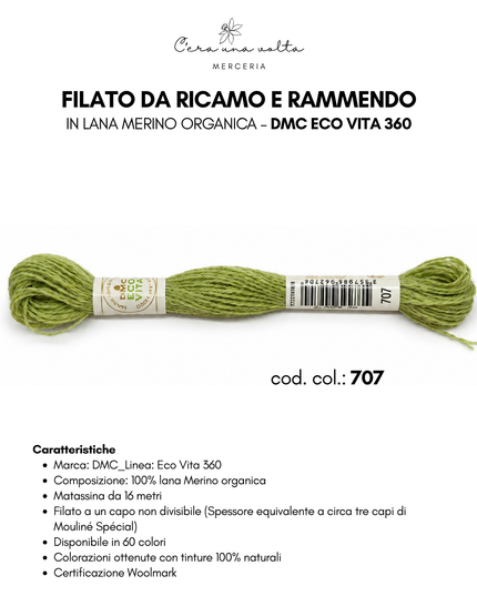DMC Eco Vita 360 – Filato da ricamo e rammendo in lana Merino organica