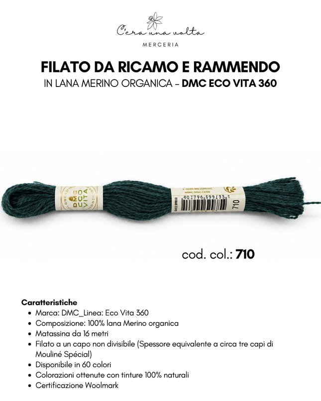 DMC Eco Vita 360 – Filato da ricamo e rammendo in lana Merino organica