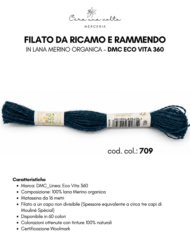 DMC Eco Vita 360 – Filato da ricamo e rammendo in lana Merino organica