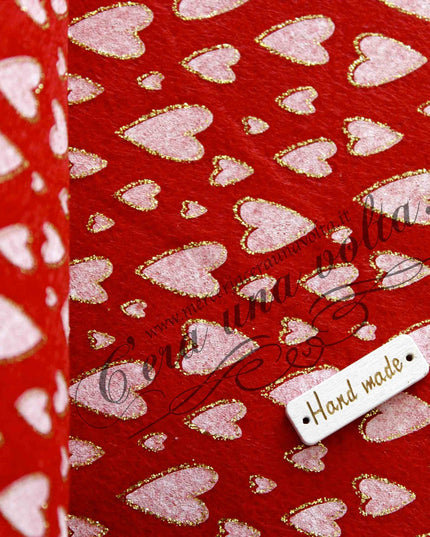 Cm 75 x 50 Pannolenci Cuori Glitter