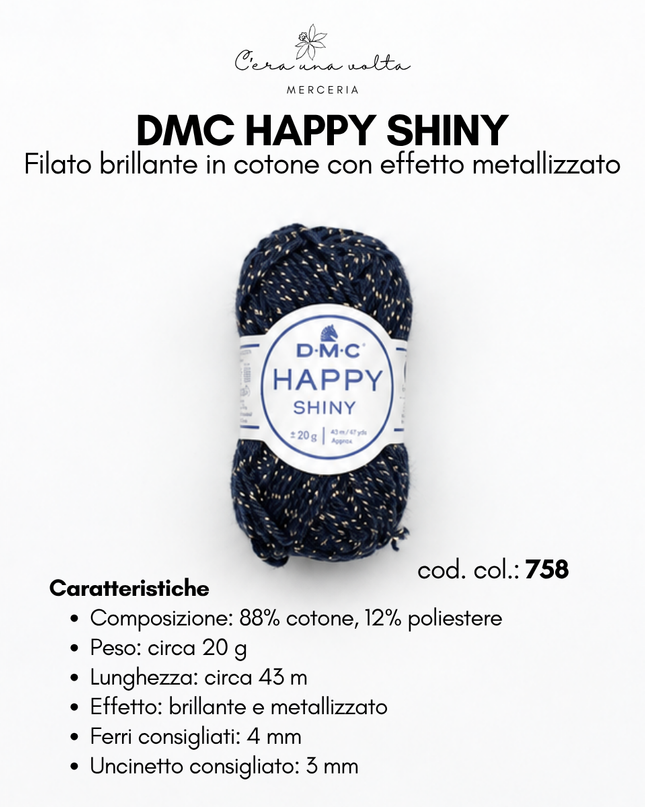 DMC Happy Shiny – Filato brillante in cotone con effetto metallizzato
