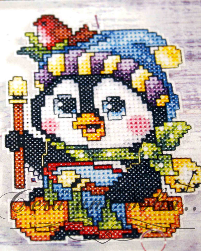 Kit 4 decorazioni pinguini punto croce ritagliabili