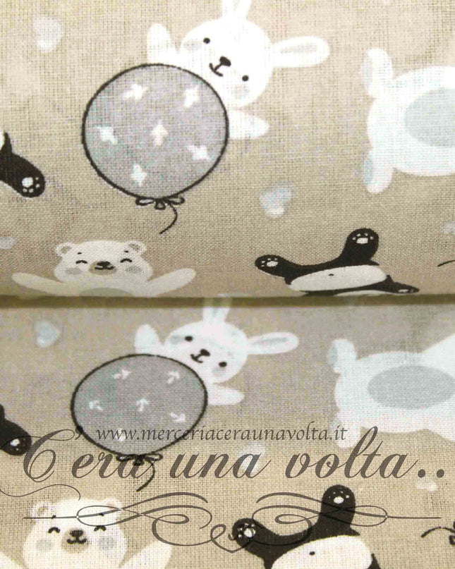 Tessuto Panda and balloons