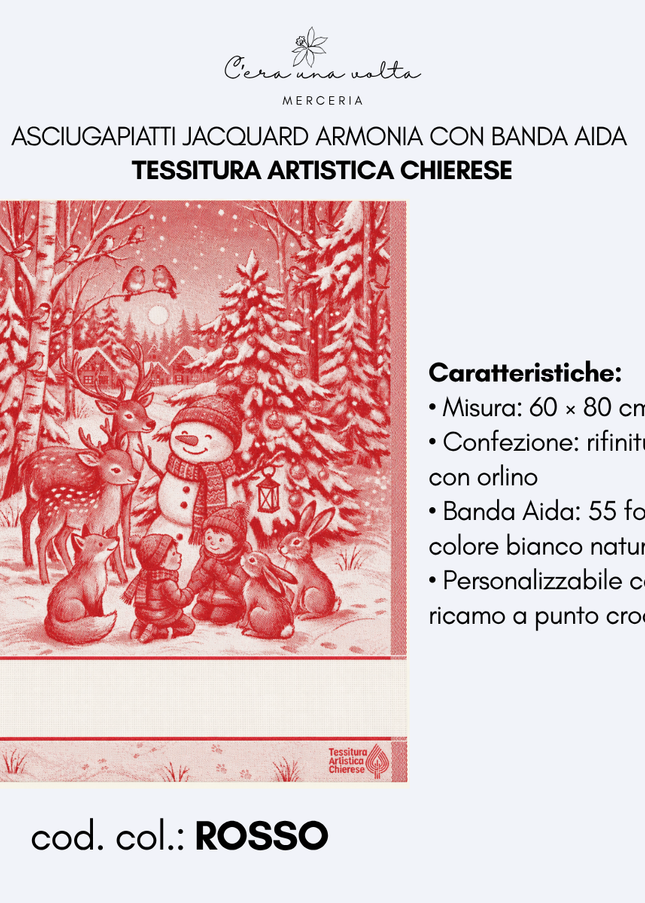 Asciugapiatti Jacquard Armonia con banda Aida – Tessitura Artistica Chierese