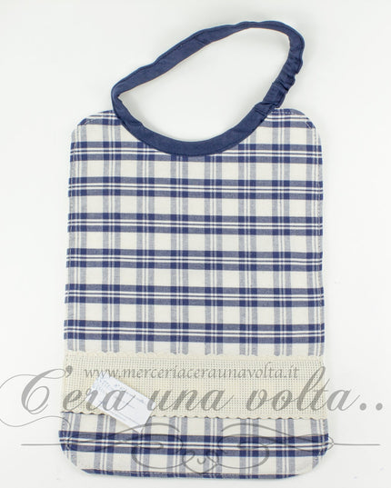 Bavaglino con elastico tartan blu