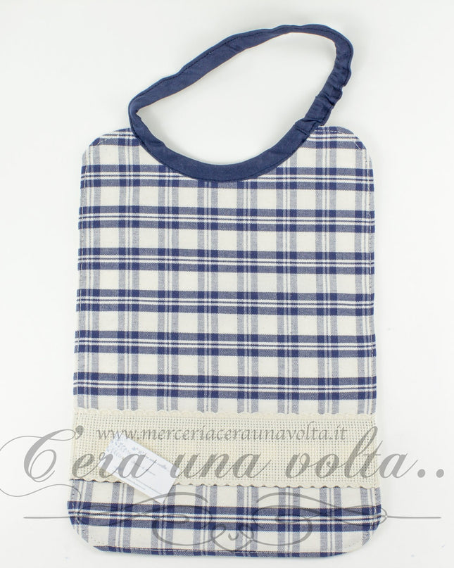 Bavaglino con elastico tartan blu