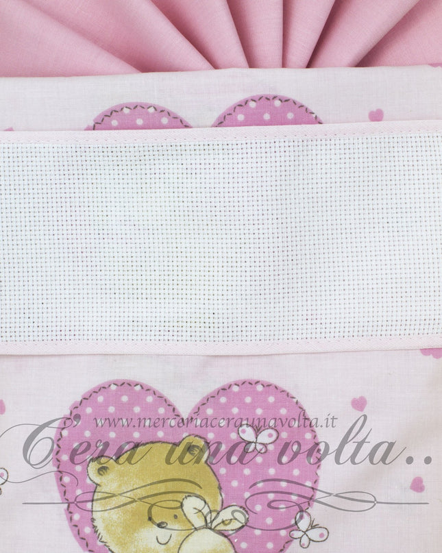 Lenzuolo da ricamare per culla orsi e conigli