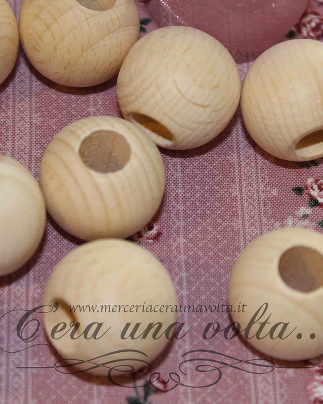 Perle con foro grande in legno cm 2,5