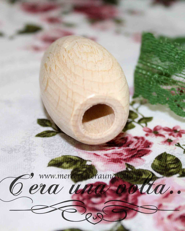 Perle ovali con foro grande in legno cm 4,5