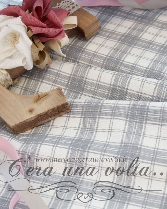 Cm 140 x cm 85 Scampolo Tessuto Finestrato Country Grigio
