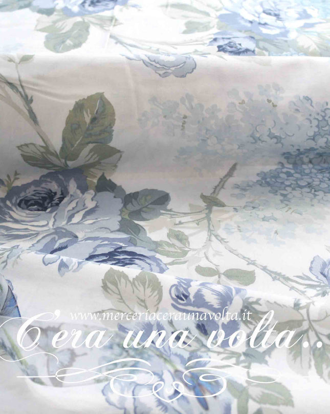 Tessuto Shabby Bleu Roses