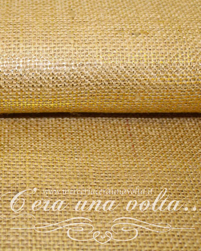 Tela da ricamo in Juta con stampa Lurex