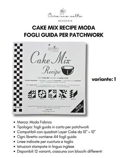 Cake Mix Recipe Moda – Fogli Guida per Patchwork