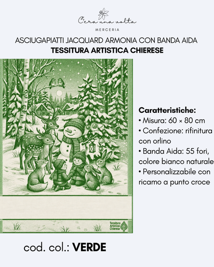 Asciugapiatti Jacquard Armonia con banda Aida – Tessitura Artistica Chierese