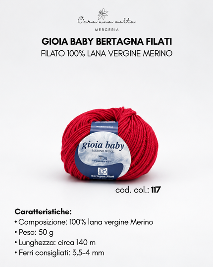 Gioia Baby Bertagna Filati – Filato 100% lana vergine Merino, gomitolo da 50 g