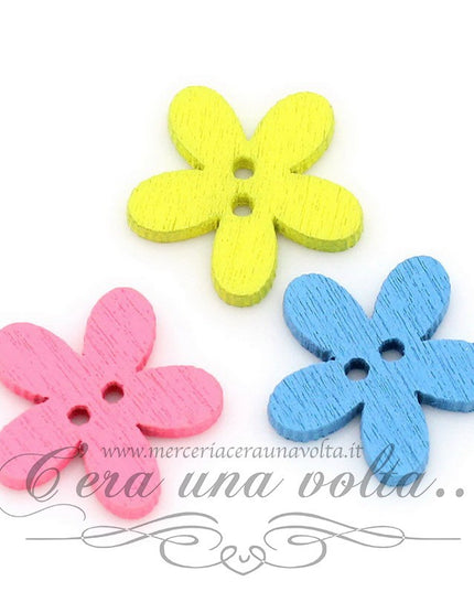 20 pz Bottoni in legno a forma di fiore