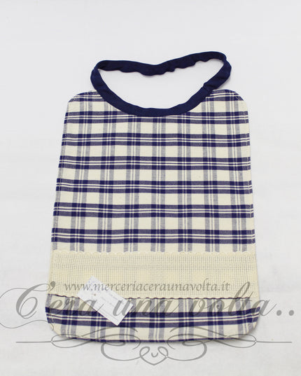 Bavaglino con elastico tartan blu