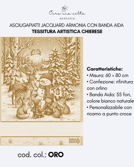 Asciugapiatti Jacquard Armonia con banda Aida – Tessitura Artistica Chierese