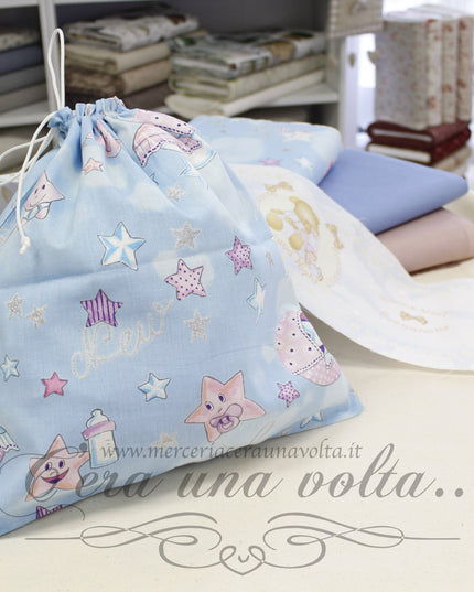 Sacchettino asilo Baby Star azzurro