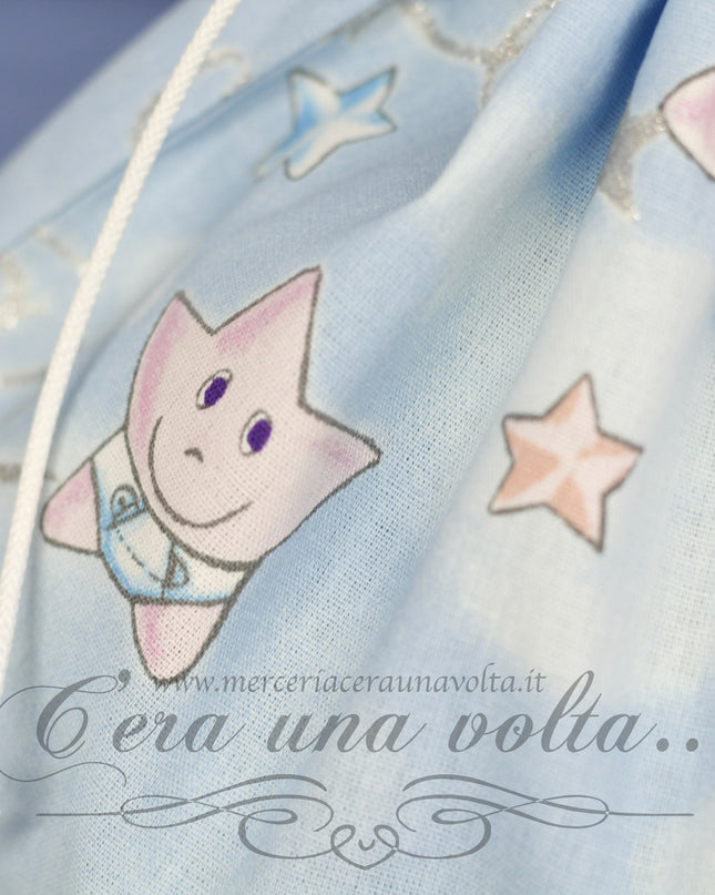 Sacchettino asilo Baby Star azzurro