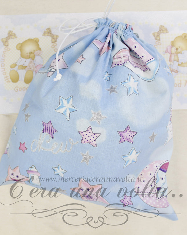 Sacchettino asilo Baby Star azzurro