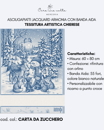 Asciugapiatti Jacquard Armonia con banda Aida – Tessitura Artistica Chierese