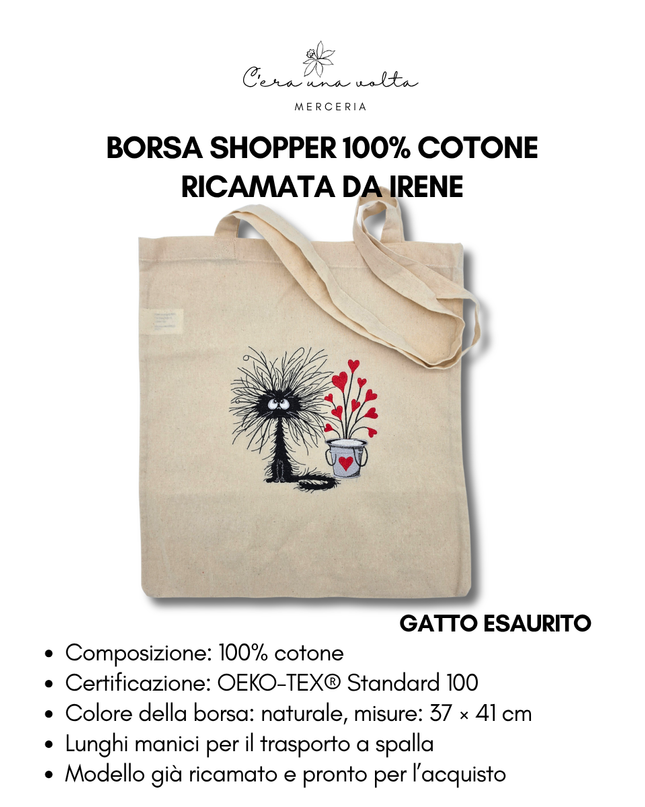 Borsa Shopper 100% Cotone Ricamata da Irene