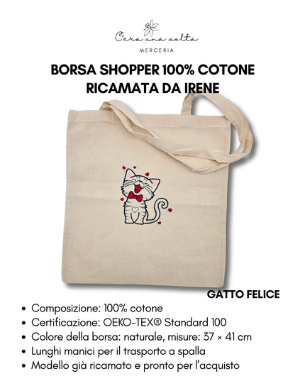 Borsa Shopper 100% Cotone Ricamata da Irene