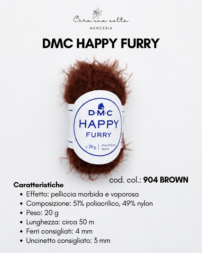 DMC Happy Furry – Filato effetto pelliccia per uncinetto e maglia